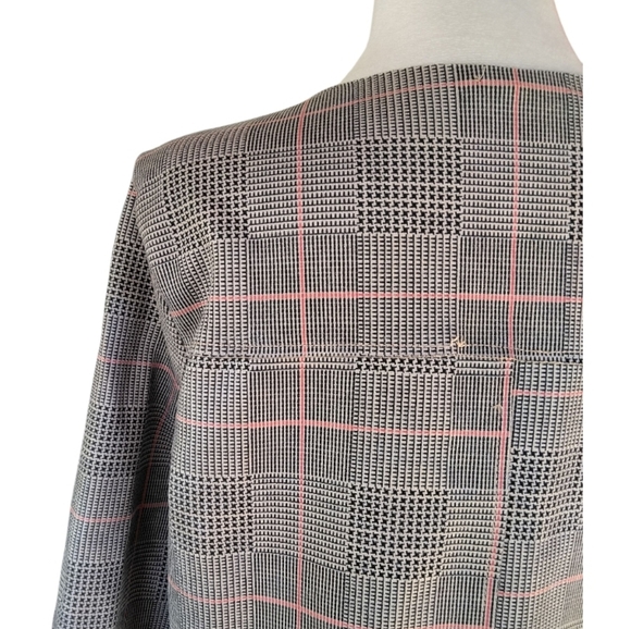 Zara Women's Long Sleeve Glenn Plaid Micro Houndstooth Knit Blouse Size Medium - Picture 10 of 12